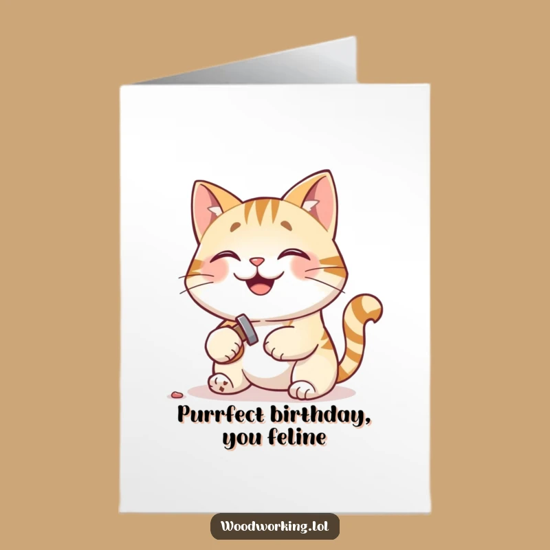 Free Printable Birthday Card: Cat Carpenter, Funny DIY Downloadable Gift