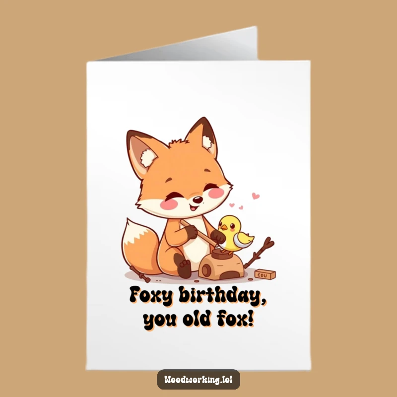 Free Printable Birthday Card: Crafty Fox Carver, Hilarious DIY Downloadable Gift for Creative Celebrations