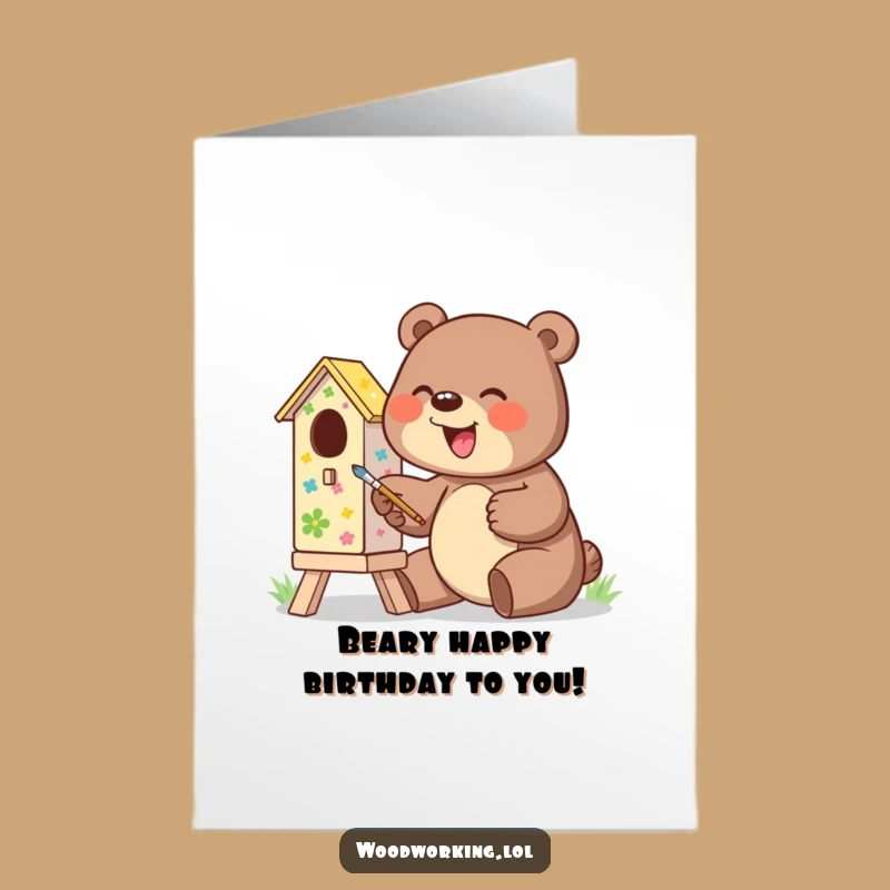 Free Printable Birthday Card: Giggling Bear Artist, Downloadable Fun