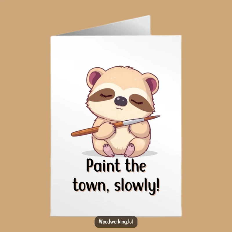 Free Printable Birthday Card: Sloth Artist for a Calm, Creative Downloadable Gift