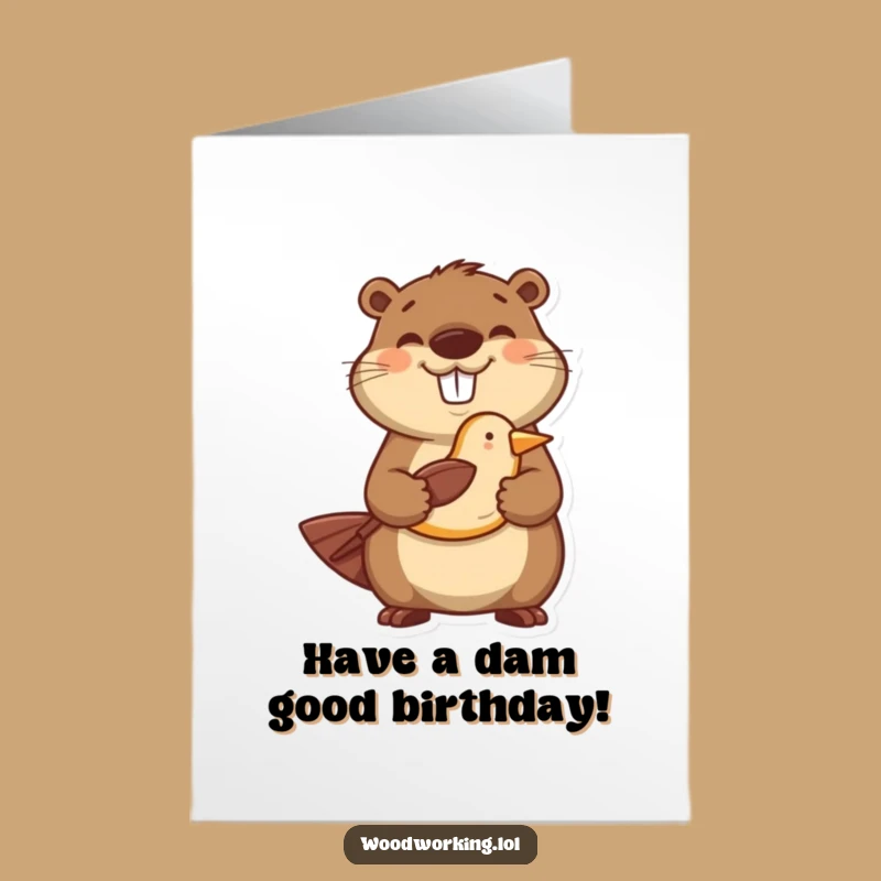 Free Printable Birthday Card: Happy Beaver Crafter, Downloadable Gift