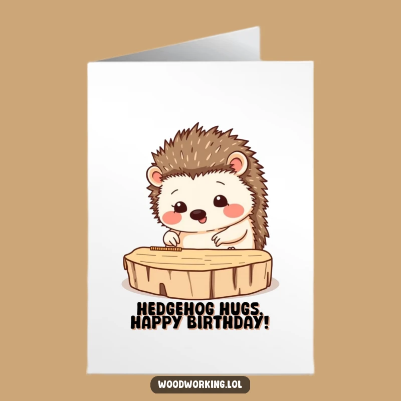 Free Printable Birthday Card: Hedgehog Craftsman, Funny Downloadable Gift