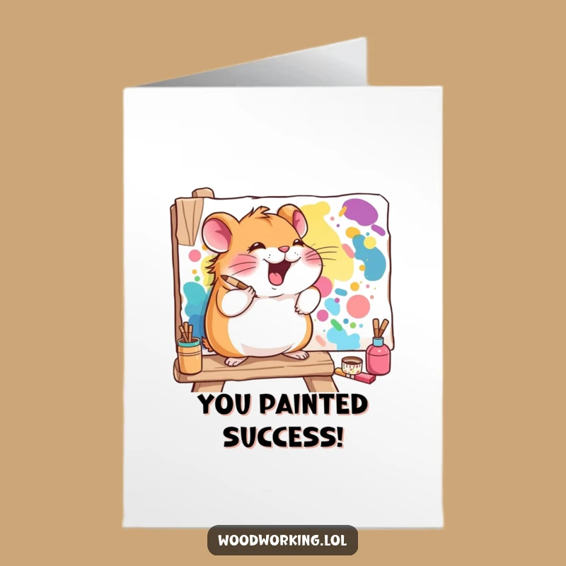 Free Printable Congrats Card: Creative Hamster Artist - Celebrate with Downloadable Fun