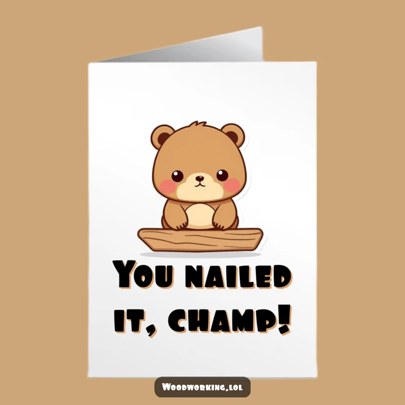 Free Printable Congrats Card: Humorous Bear Builder DIY Downloadable Gift for Achievements
