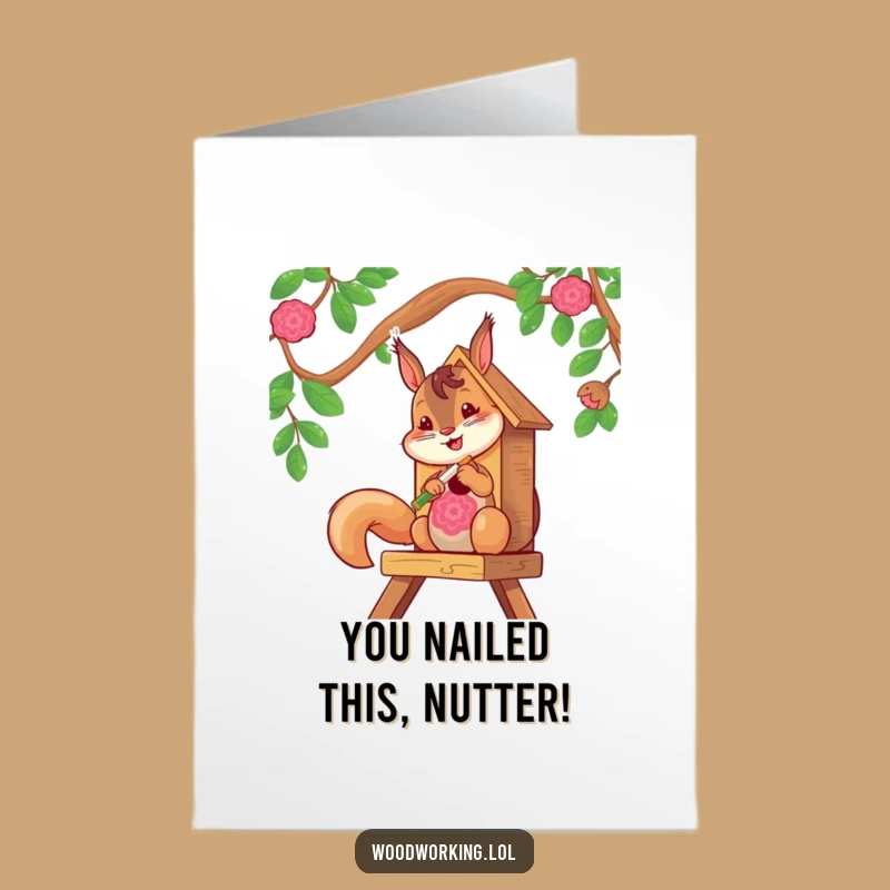 Free Printable Congrats Card: Squirrel Painting Success, DIY Downloadable Gift