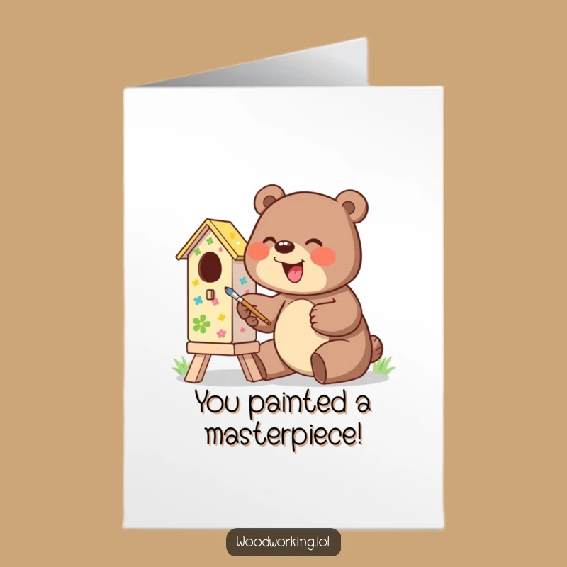 Funny Free Printable Congrats Card: Bear's Colorful Creation, Downloadable