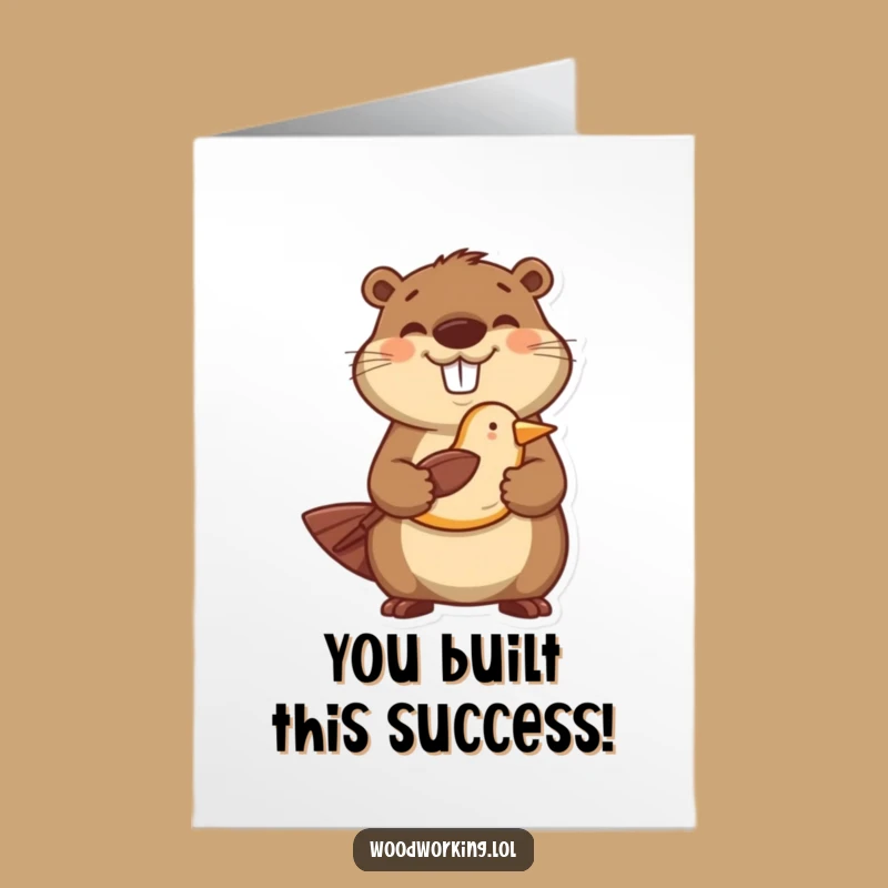 Funny Free Printable Congrats Card: Beaver's Carving Achievement, Downloadable