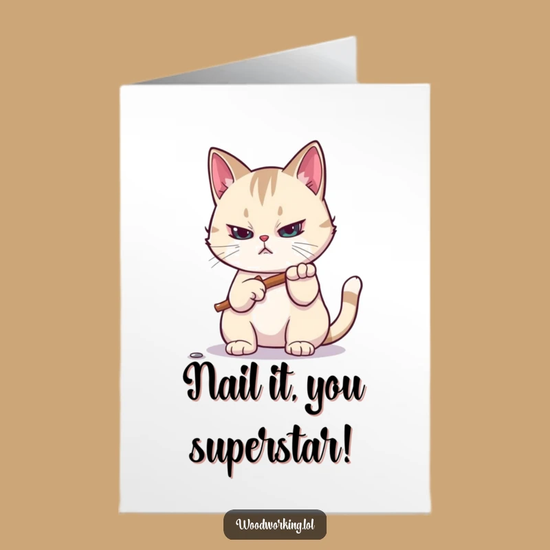 Free Printable Congrats Card: Cat's Perfect Hit Funny Downloadable Gift