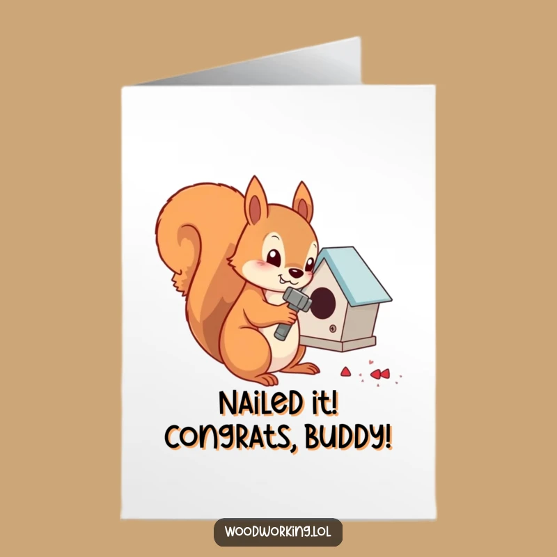 Free Printable Congrats Card: Squirrel Builder Celebrates Success with Tiny Projects