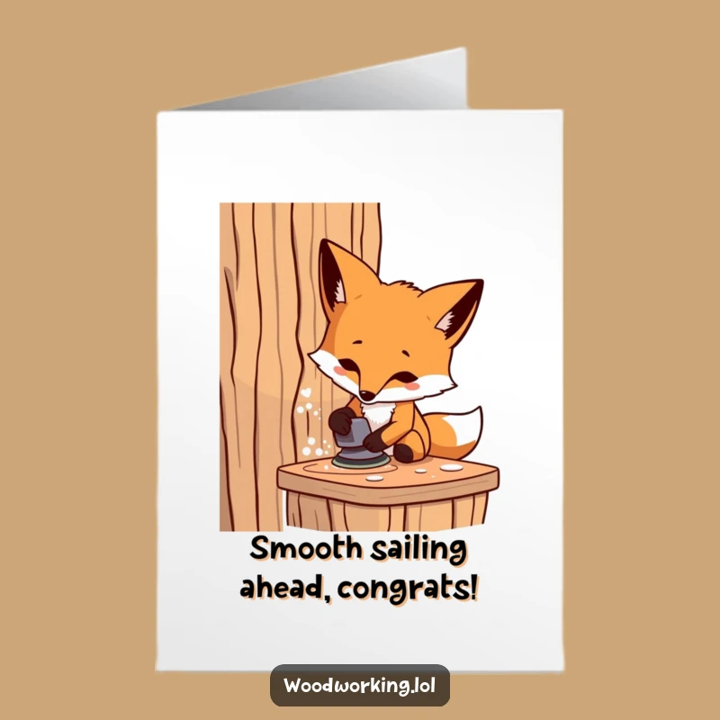 Free Printable Congrats Card: Funny Fox Sanding Wood DIY Downloadable Gift