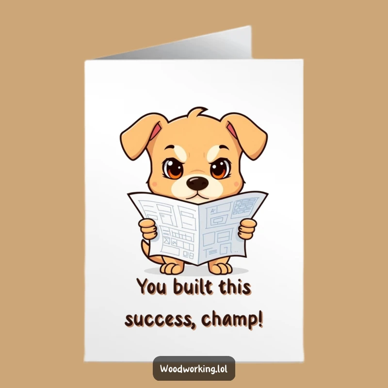 Free Printable Congrats Card: Dog Blueprint Success - DIY Downloadable Gift
