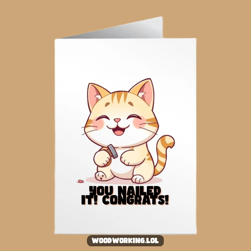 Free Printable Congrats Card: Cat Builder, Funny Downloadable Achievement Gift