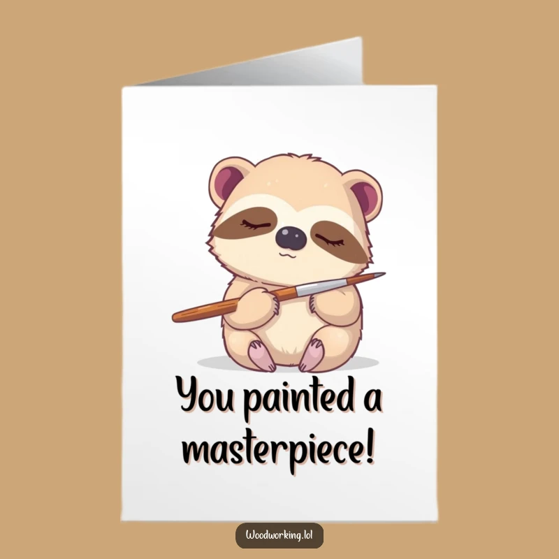 Free Printable Congrats Card: Sloth Artist for Creative Success, Funny Downloadable Gift