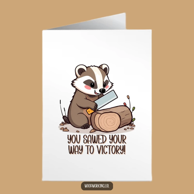 Funny Free Printable Congrats Card: Badger's Skillful Win, Downloadable