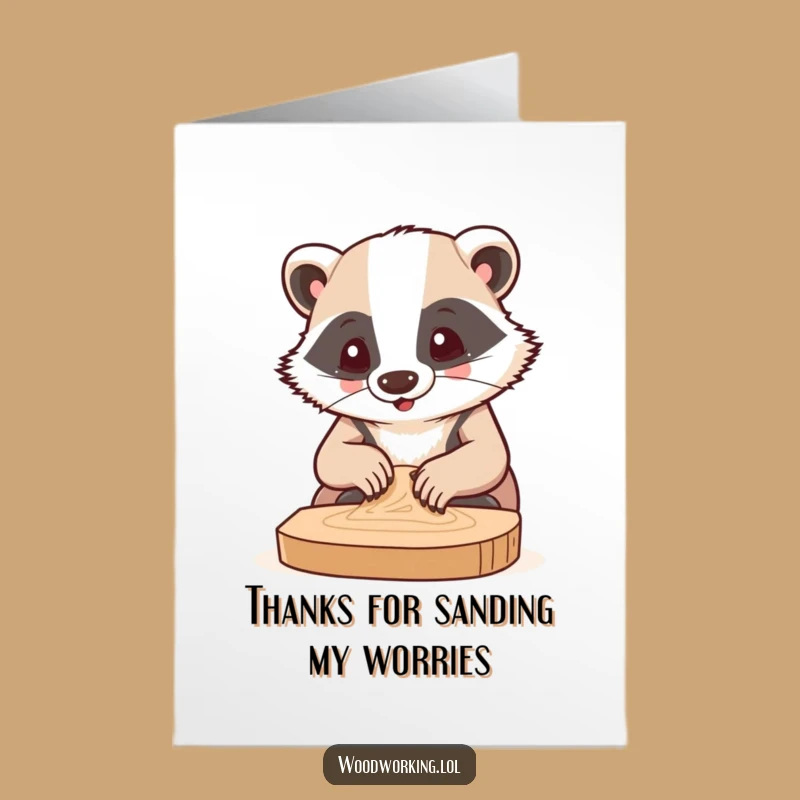 Free Printable Thank You Card: Diligent Badger Sanding, Unique DIY Downloadable Gift!