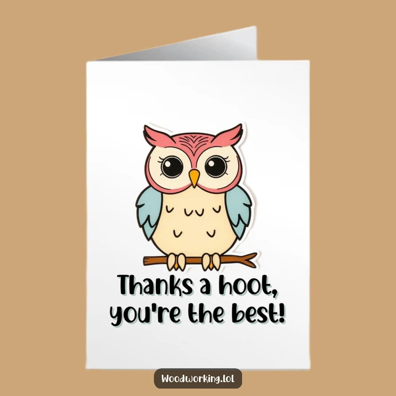 Free Printable Thank You Card: Funny Owl Crafting - DIY Downloadable Gift
