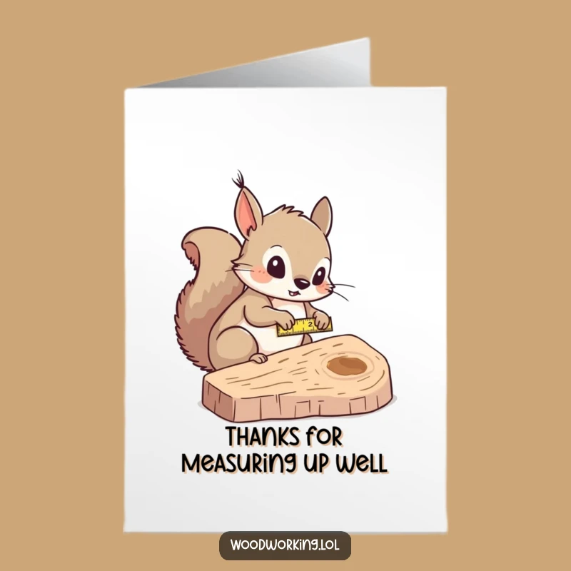 Free Printable Thank You Card: Funny Squirrel Measuring DIY Downloadable Gift