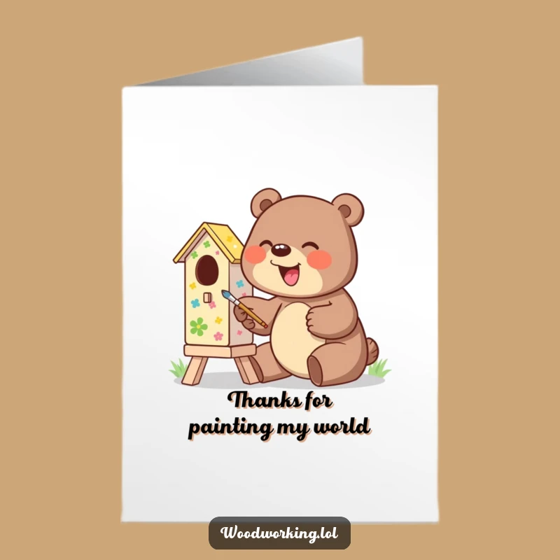 Free Printable Thank You Card: Giggling Bear's Colorful Thanks, Downloadable