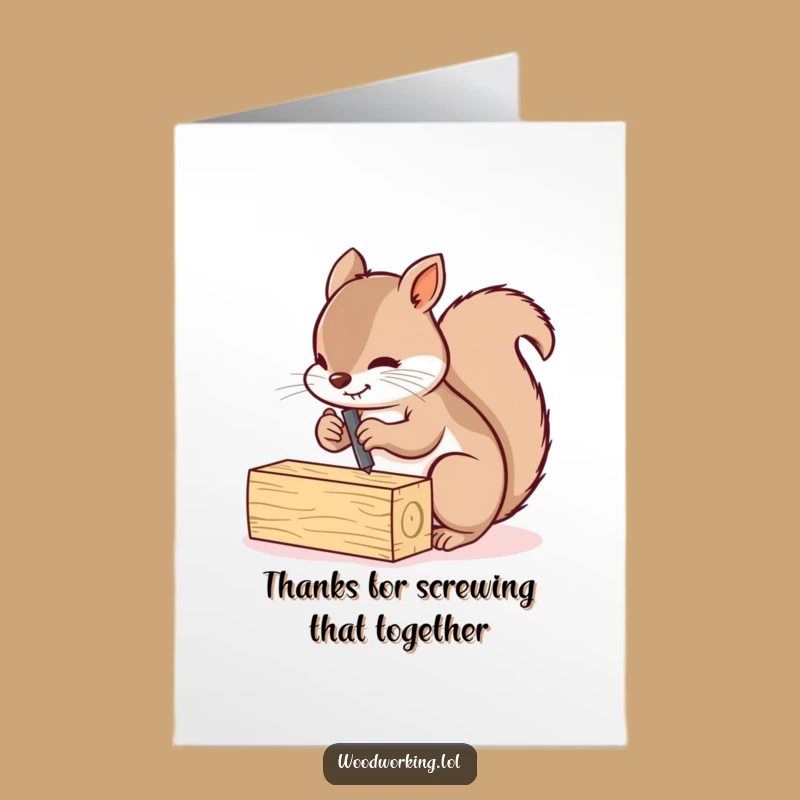 Free Printable Thank You Card: Squirrel Building Thanks DIY Downloadable