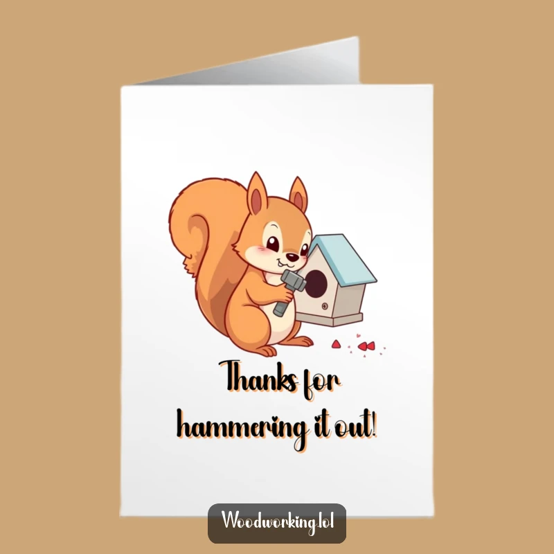 Free Printable Thank You Card: Squirrel Builder Expresses Gratitude with Tiny Creations