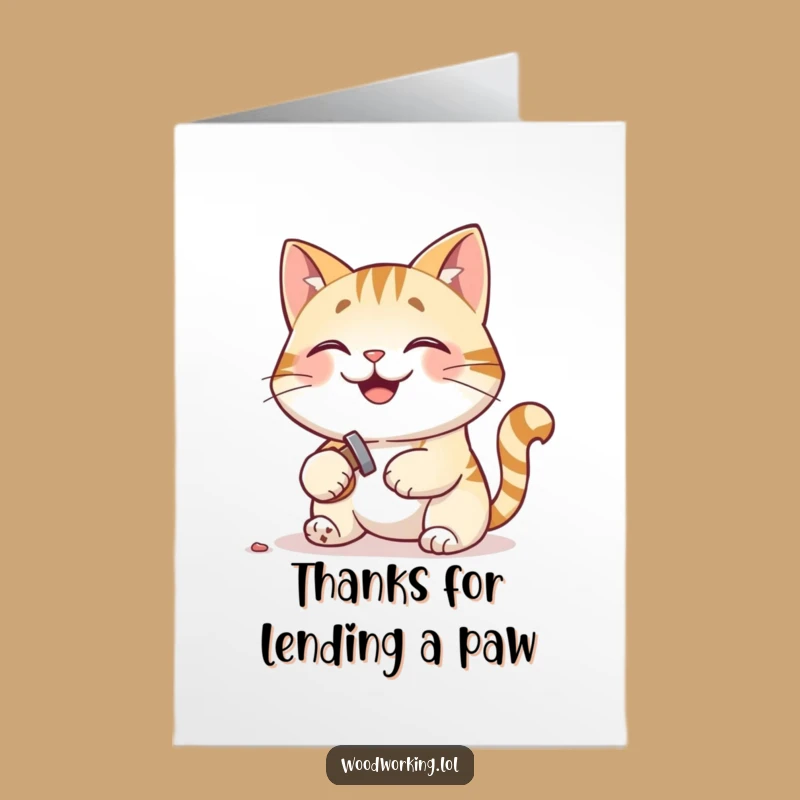Free Printable Thank You Card: Cat Hammering, Funny Downloadable Appreciation Gift