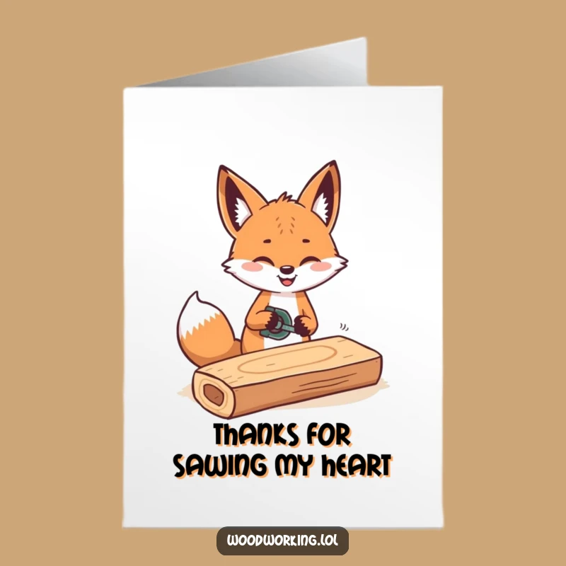 Free Printable Thank You Card: Fox Sawing, Lively DIY Downloadable Gift!