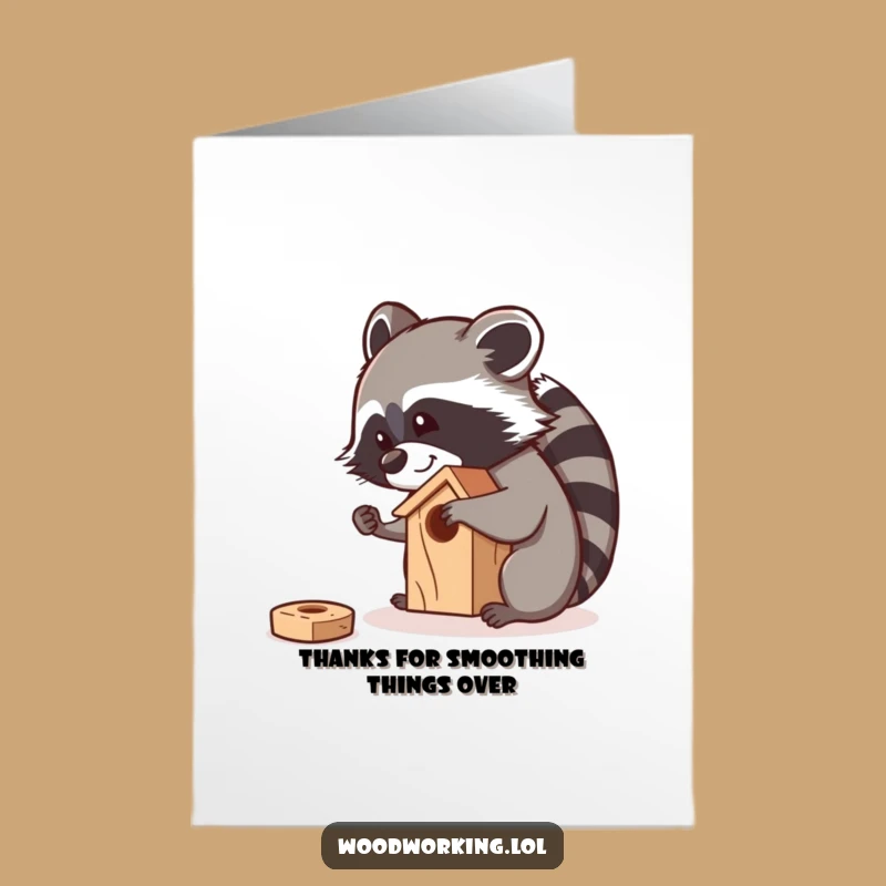 Free Printable Thank You Card: Raccoon Sanding Thanks DIY Downloadable