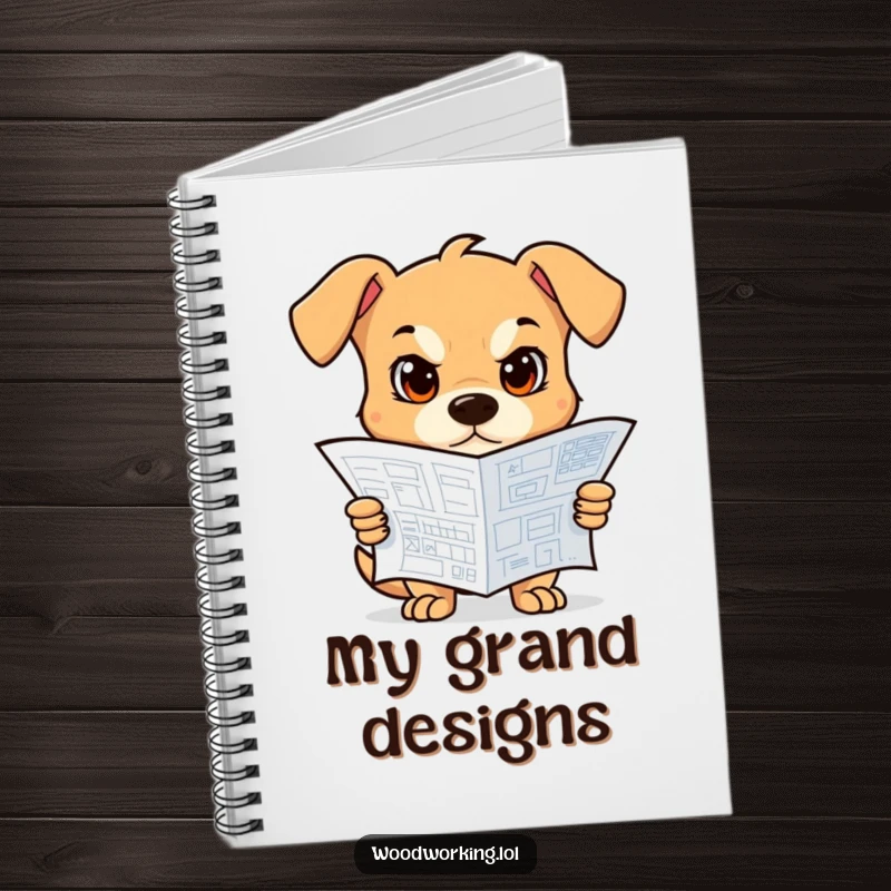 Funny Dog Notebook: A determined dog with a blueprint on the cover, for jotting ideas, a funny gift.