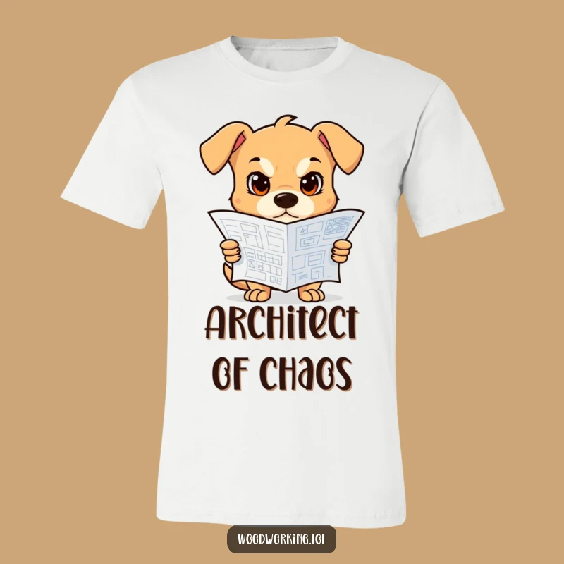 Funny Dog Blueprint T-Shirt: A focused canine architect's hilarious tee, a perfect funny gift.