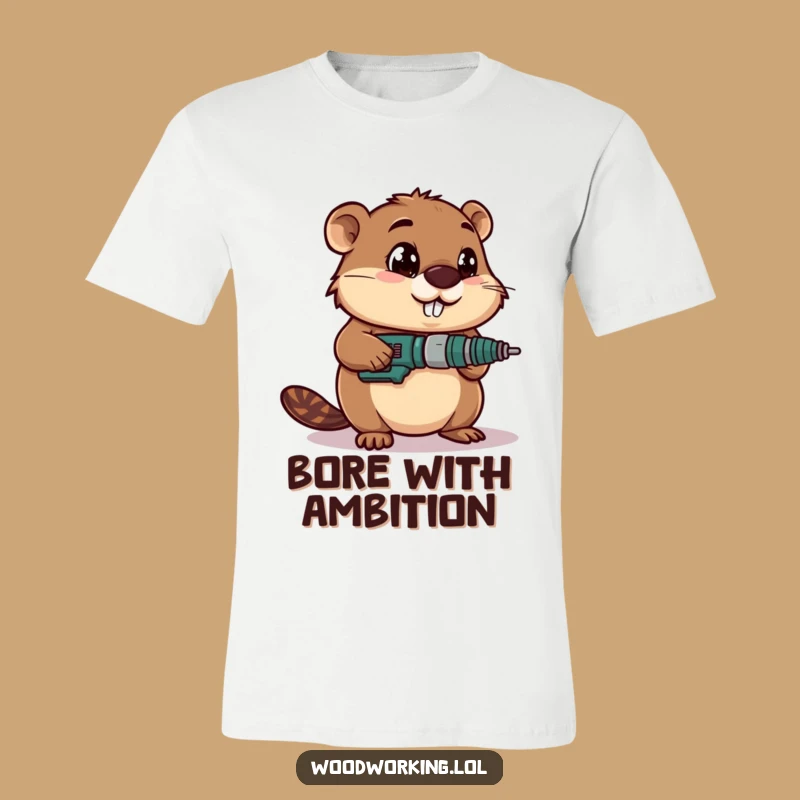 Funny Focused Beaver Drilling T-Shirt: Hilarious Workwear for Handy Folks