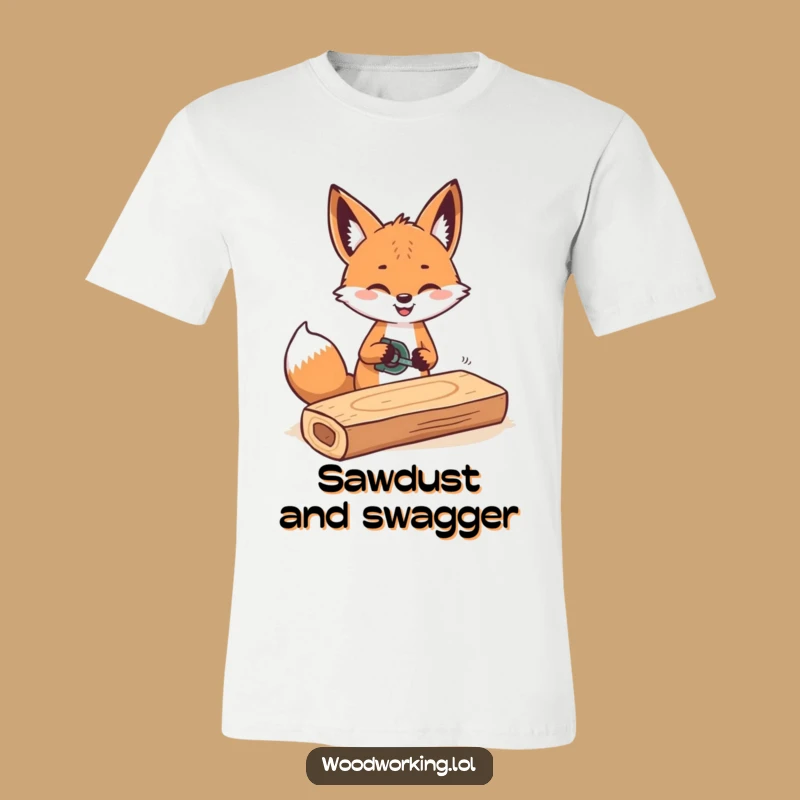 Funny Cheerful Fox Sawing T-Shirt: Hilarious Style for Crafty People