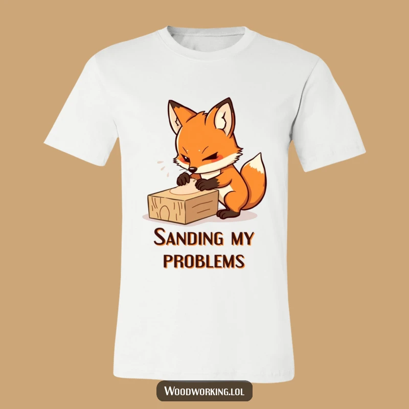 Funny Determined Fox Sanding T-Shirt - Show Off Your Focused DIY Spirit
