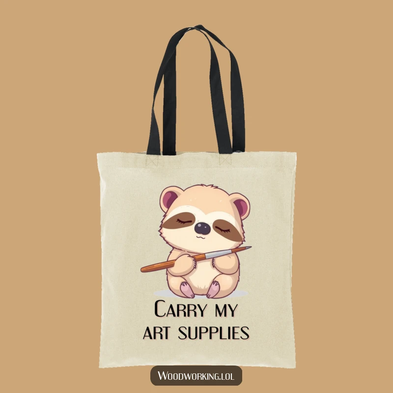 Funny Sloth Artist Tote Bag: Carry Your Masterpieces in Style!