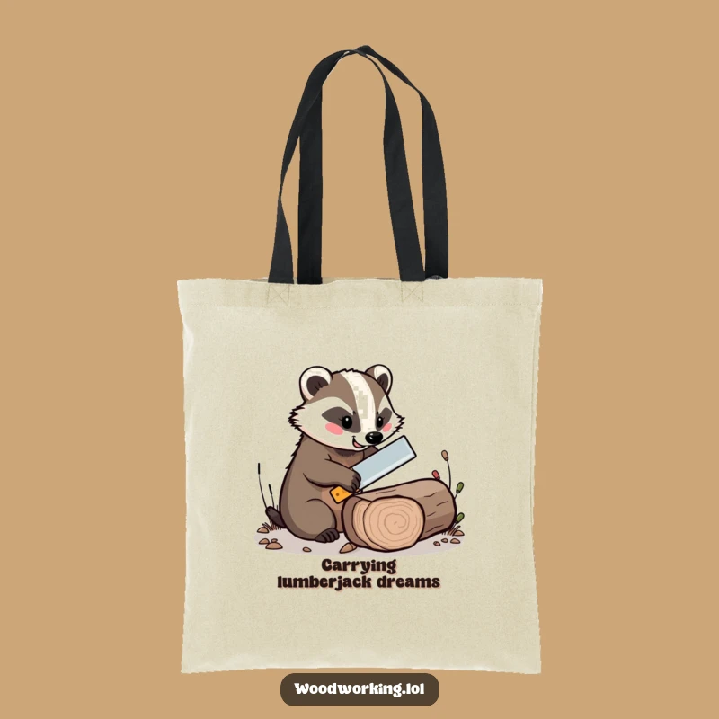 Funny Cheerful Badger Saw Tote Bag - Carry Your Essentials with Woodland Charm