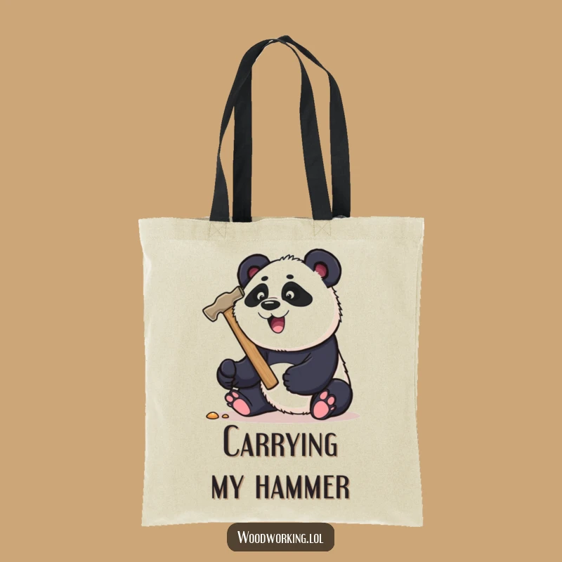 Funny Panda Carpenter Tote Bag: Carry Your Tools with Power!