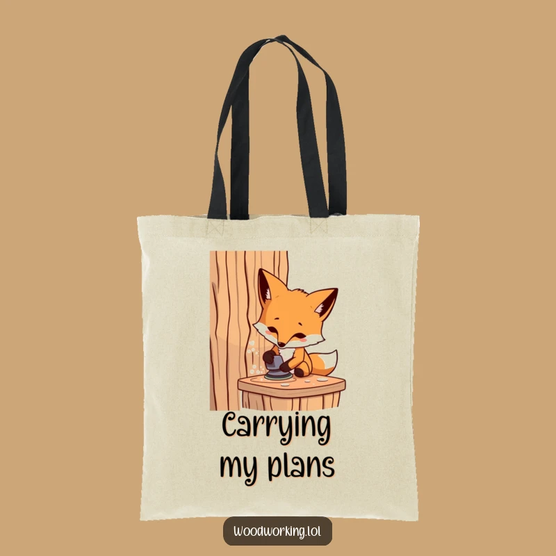 Funny Fox Carpenter Tote Bag: Carry Your Tools with Woodland Charm!