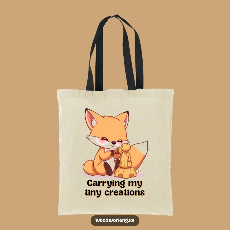 Funny Fox Woodworking Tote Bag: Carry Your Tools with Crafty Humor