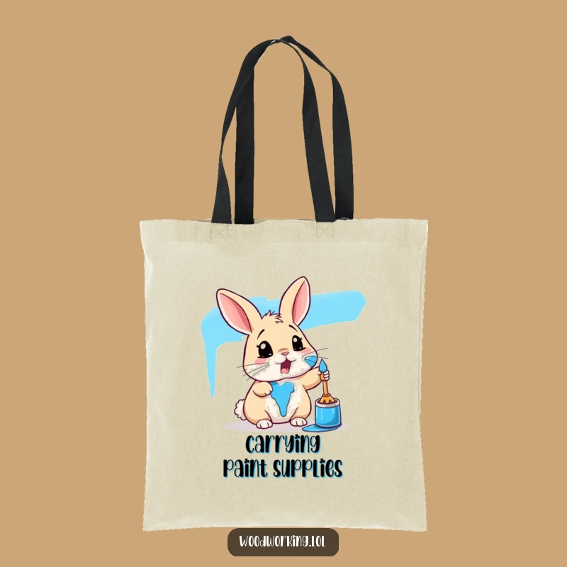 Funny Rabbit Art Tote Bag: Carry Your Creations with Colorful Mishaps