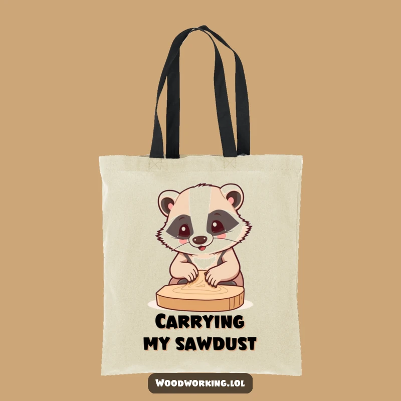 Funny Badger Sanding Wood Tote Bag: Hilarious & Practical Gift for Makers