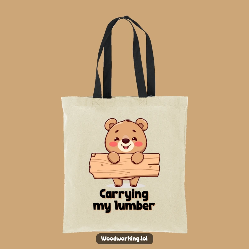 Funny Bear Carpenter Tote Bag: Carry your tools with this cheerful builder, a perfect funny gift!