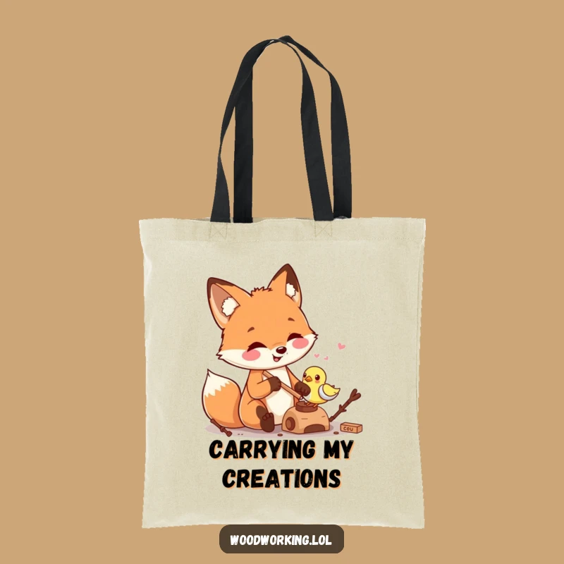 Funny Fox Carving Tote Bag: Carry Your Tools with Rustic, Humorous Style