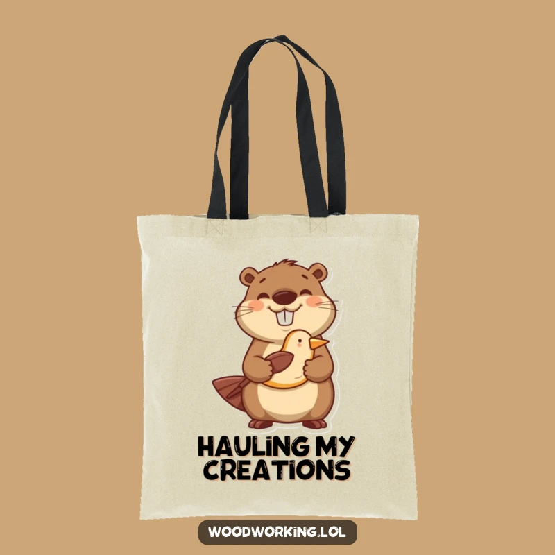 Funny Happy Beaver Carver Tote Bag - Stylish Accessory for Crafty Individuals