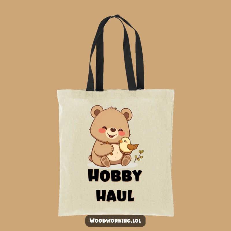 Funny Bear Woodcarving Tote Bag: Carry Your Creations with Pride!
